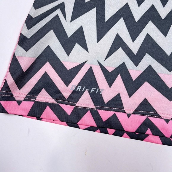 Nike Pro Shirt Womens Size XS Pink Black V Neck Fitted Printed Active 542269-658 - Picture 4 of 11